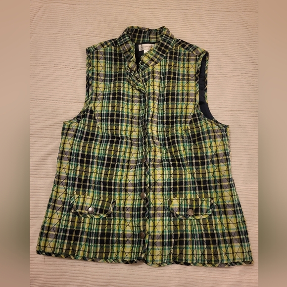 Christopher and banks, Vest, size small, green and blue plaid. - Picture 5 of 10